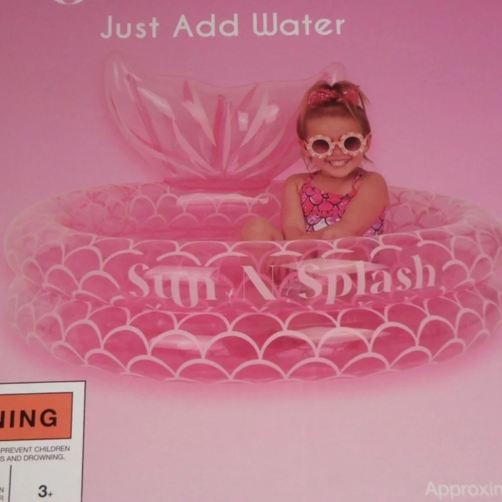 New Sun N Splash Pink Mermaid Inflatable Kiddie Pool – Summer Fun for Kids